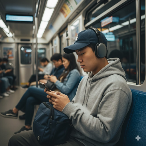 스마트폰으로 공부하는 학생